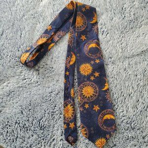 Vintage Beans McGee Star Moon Sun Celestial Neck Tie Multicolor